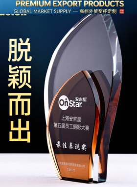 创意水晶奖杯定制定做优秀员工制作刻字冠军金枝玉叶授权牌纪年会