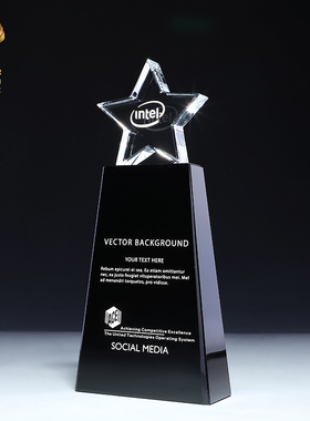 五角星水晶奖杯定制奖牌创意授权牌加盟牌牌匾制作活动颁奖年会