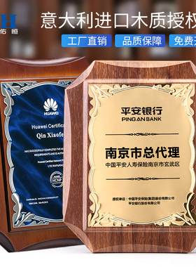 三等功牌匾定制金箔奖牌定做荣誉加盟特约经销商木质授权定做年会