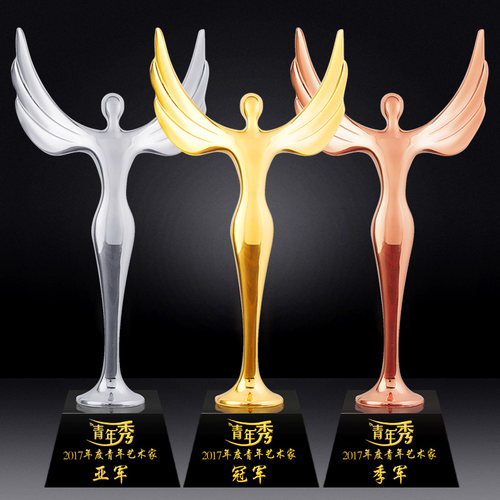 月度奖杯定制 奥斯卡天使奖杯制作纹绣舞蹈比赛奖杯荣誉业绩冠军