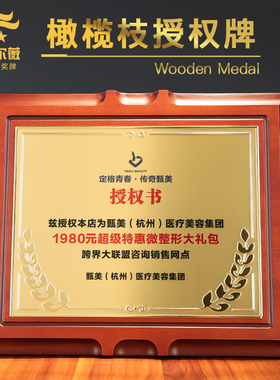 奖牌定制定做木质牌匾定制授权牌铜牌定做木托牌授牌高端金属年会