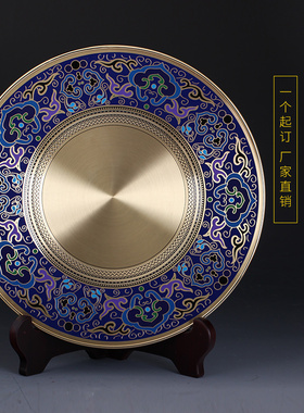 景泰蓝奖盘铜盘定做 高档经销商授权牌加盟奖牌纪念礼品礼盒年会