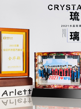 DLY新款周年毕业季照片琉璃高端定制奖杯奖牌设计挂牌做优秀年会