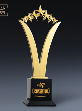 高档五角星水晶奖杯奖牌定制公司销售冠军金属奖杯定做颁奖奖年会