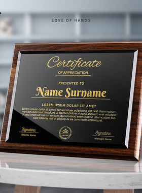 水晶奖牌牌匾定做授权牌定制荣誉奖杯证书制作韩版经销商授权年会