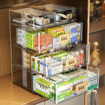 佐居药箱抽屉式大容量透明收纳箱