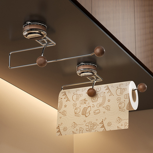 厨房纸巾架吸盘免打孔橱柜用纸挂架子家用卷纸保鲜膜懒人抹布挂杆