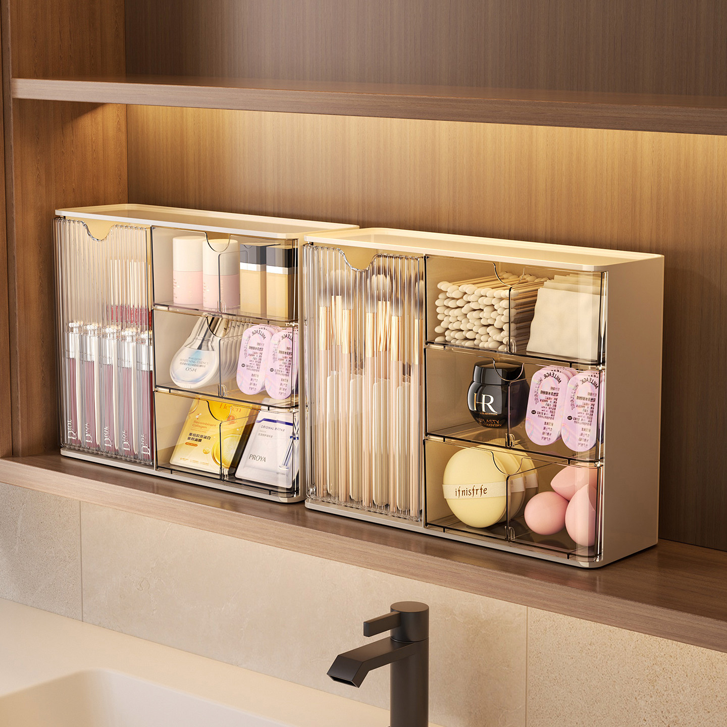 镜柜内收纳盒分层隔板家用浴室镜后卫生间面膜化妆品桌面置物架子,收纳整理,镜柜收纳盒,淘宝优惠券,粉丝福利购,淘宝优惠卷