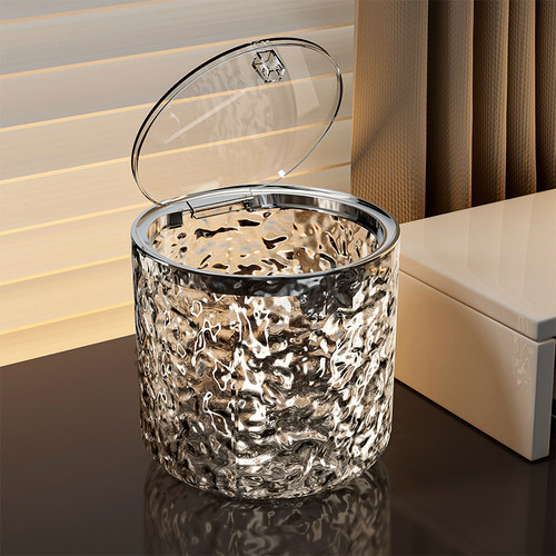 桌面垃圾桶家用带盖小号按压式