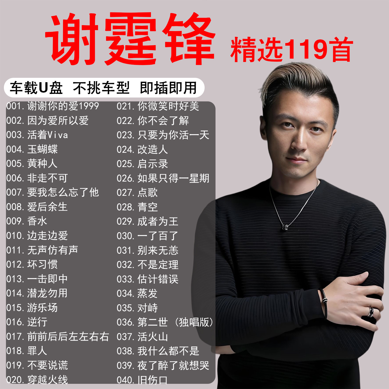 谢霆锋专辑全集音乐车载u盘歌曲无损高端高品质正版专用汽车优盘