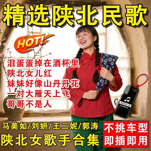 陕北民歌车载u盘酸曲民族歌谣刘妍郭涛马美如野强强情歌MP3优盘