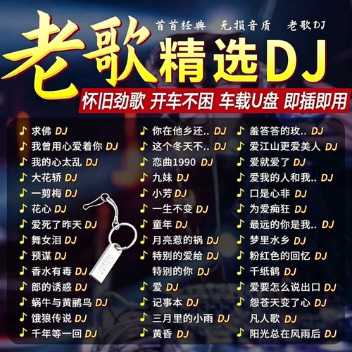 老歌DJ车载音乐U盘精选成名金曲全dj百听不腻老歌网红新唱无损MP3
