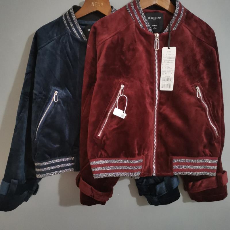 2020秋加绒立领A2BB83508休闲棒球服百搭丝绒短外套A2BB8350858