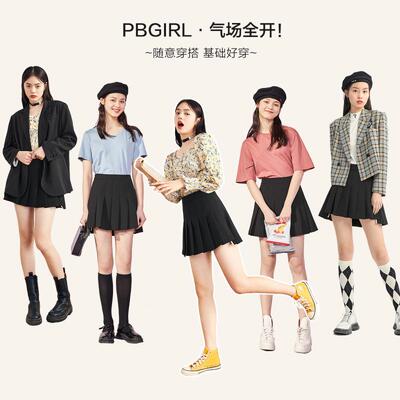 2021春秋款中防走光A字短裙半身裙学院风高腰百褶裙子AWGEA1252