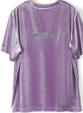 2020秋季宽松女装A1CD83203时尚百搭短袖丝绒T恤上衣A1CD8320361