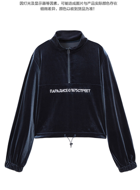 2020秋季新款百搭v领A3CD83415休闲纯色丝绒短上衣A3CD8341556