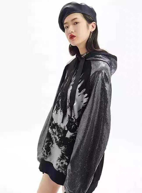 2021春宽松长袖A6FA91171哥斯拉联名拼接连衣裙A6FA9117189