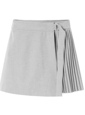 2020秋季新款A1GE93A01围裹式短裙学院风百褶A1GE93A0185灰色