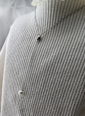 FOLO贝珠银镀铑女银豆项链超划算