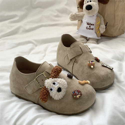 卡通小熊可爱单鞋女外穿2025秋冬新款休闲内增高加绒一脚蹬懒人鞋