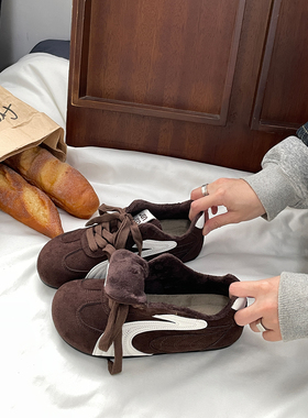 美拉德加绒运动鞋女2025冬季新款百搭增高休闲鞋软底保暖二棉鞋女