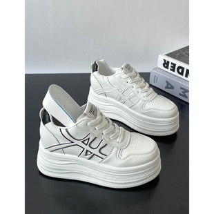 百搭休闲板鞋 增高9cm小白鞋 小个子厚底内增高女鞋 新款 女2026春季