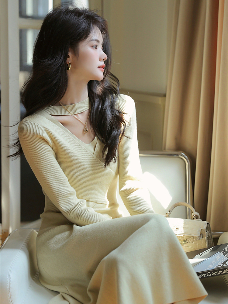 法式针织气质修身显瘦内搭打底裙