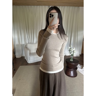 45支6mie假两件坑条打底衫 Loro 三色2 假两件 秋冬 Pian