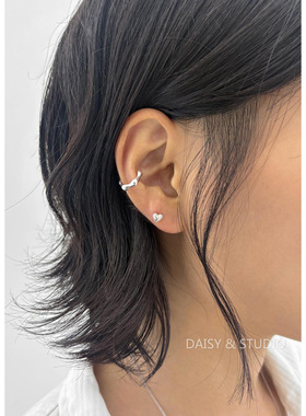 BLACK-UP2025年秋季新款韩国潮牌个性金属爱心耳环耳钉耳饰时尚