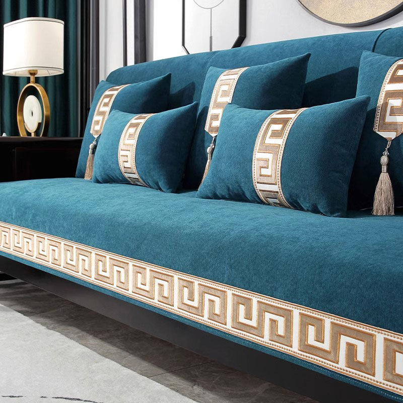 新中式沙发垫四季通用雪尼尔加厚坐垫防滑防抓实木套罩盖布巾定制,居家布艺,沙发垫,淘宝优惠券,粉丝福利购,淘宝优惠卷