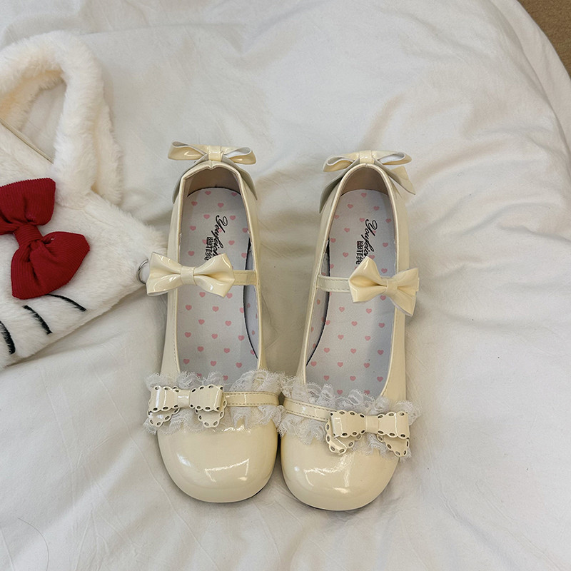 日系jk可爱蕾丝蝴蝶结玛丽珍小皮鞋女2025夏季新款圆头中跟lo单鞋,女鞋,玛丽珍鞋,淘宝优惠券,粉丝福利购,淘宝优惠卷