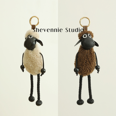 手工羊皮羊毛肖恩小羊挂饰