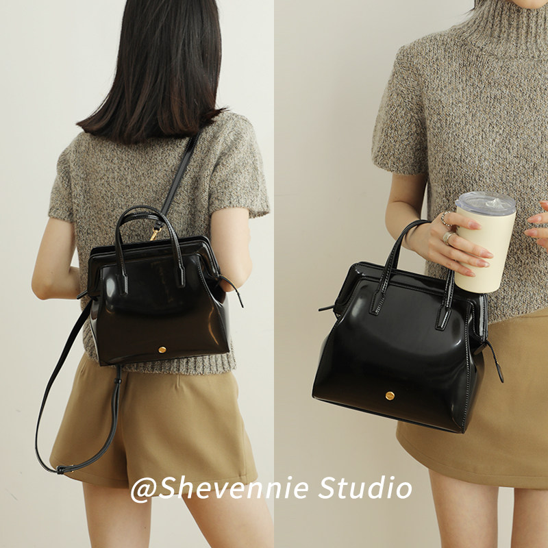 shevennie真皮手提单肩牛皮通勤托特包女 双肩包2026春夏新款女包