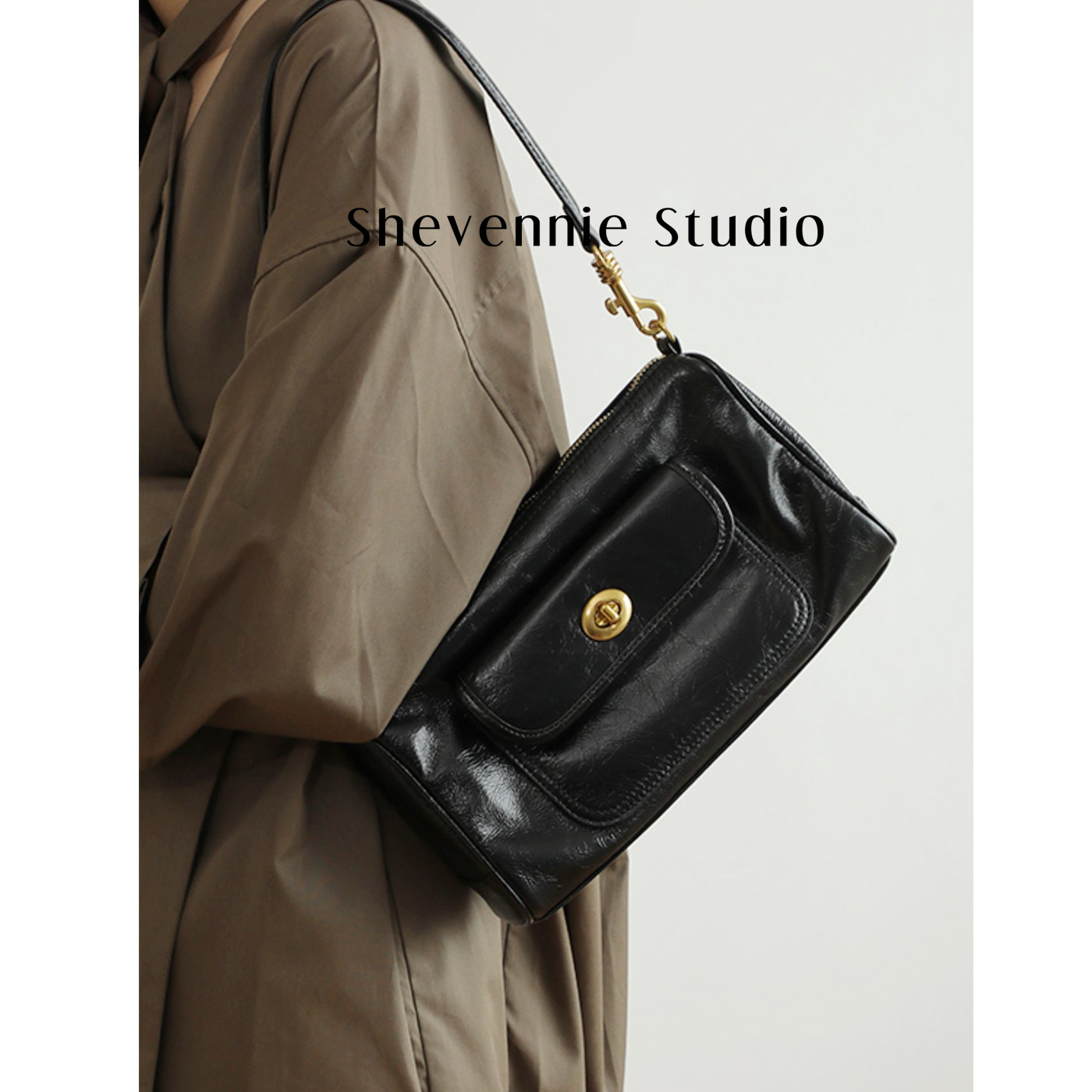 Shevennie真皮手提腋下单肩斜挎通勤小方包 2025新款秋冬包包女款,箱包皮具/热销女包/男包,腋下包,淘宝优惠券,粉丝福利购,淘宝优惠卷