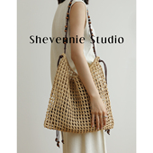Shevennie 编织托特包镂空包单肩包手提包大容量2025秋冬新款 女包