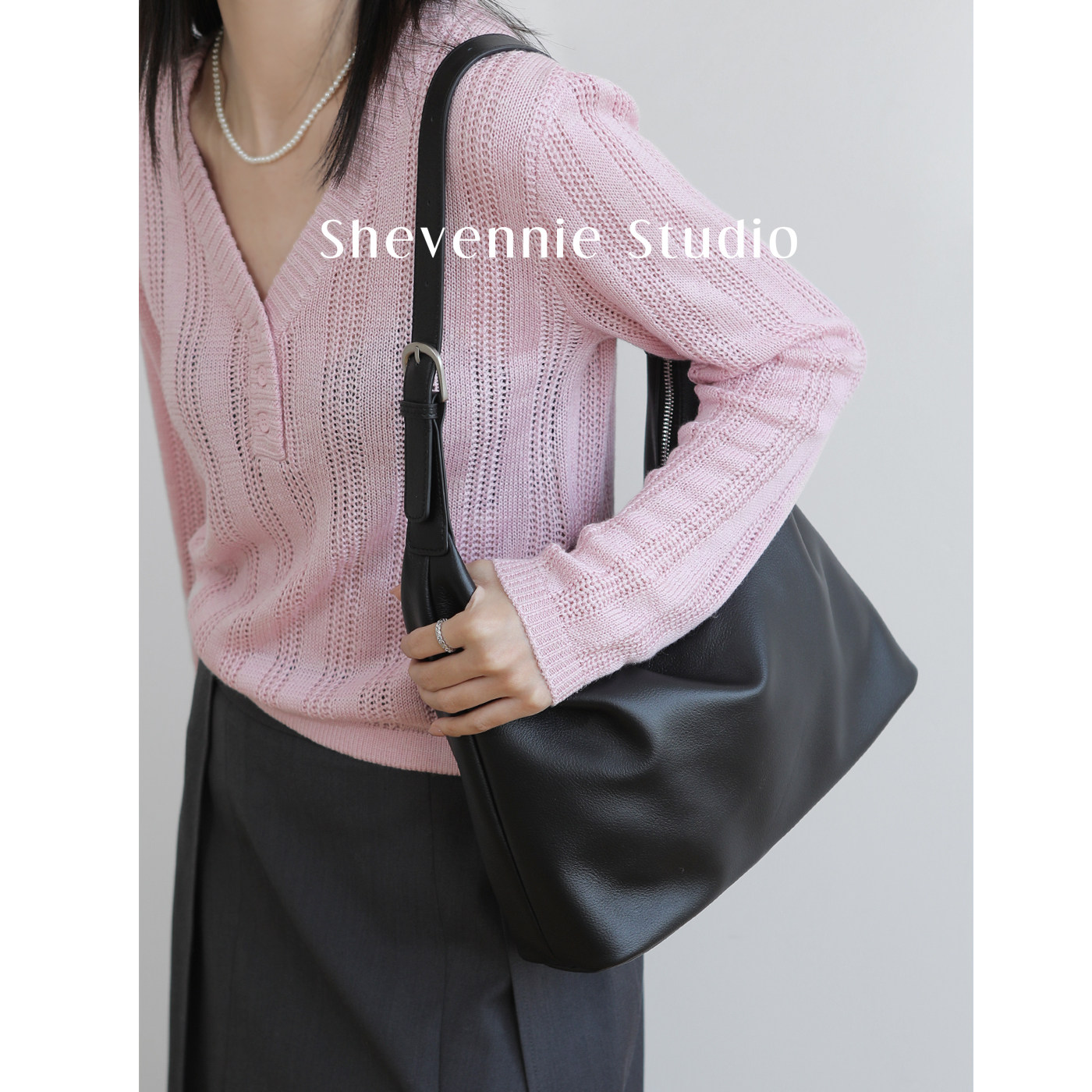 Shevennie2026春通勤极简风真皮牛皮水桶包大容量手提单肩腋下包,箱包皮具/热销女包/男包,水桶包,淘宝优惠券,粉丝福利购,淘宝优惠卷