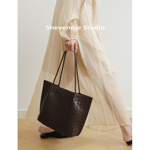 Shevennie真皮通勤手提单肩包腋下托特包购物包2025新款秋冬女包