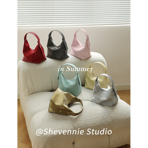 Shevennie 新中式国风丝绸牛皮托特包女新款通勤包斜垮手提包