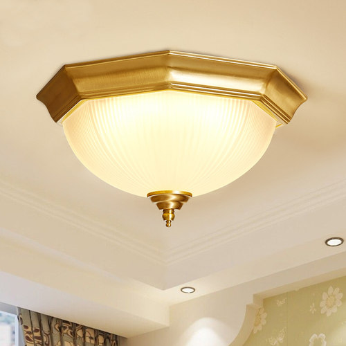 美式全铜门厅简约现代风吸顶灯