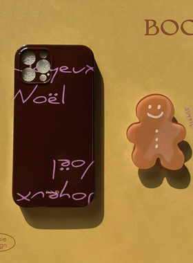 BOOD原创 法语圣诞树莓拿铁16系列coffe欢乐节日氛围韩国16promax极简文字手机壳