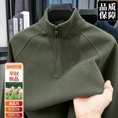 痞帅立领半拉链卫衣男春秋季外套设计感小众ins潮流宽松休闲上衣