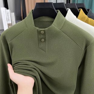 长袖 2025秋冬季 立领帅气潮流休闲百搭纯色男士 时尚 卫衣打底潮 新款