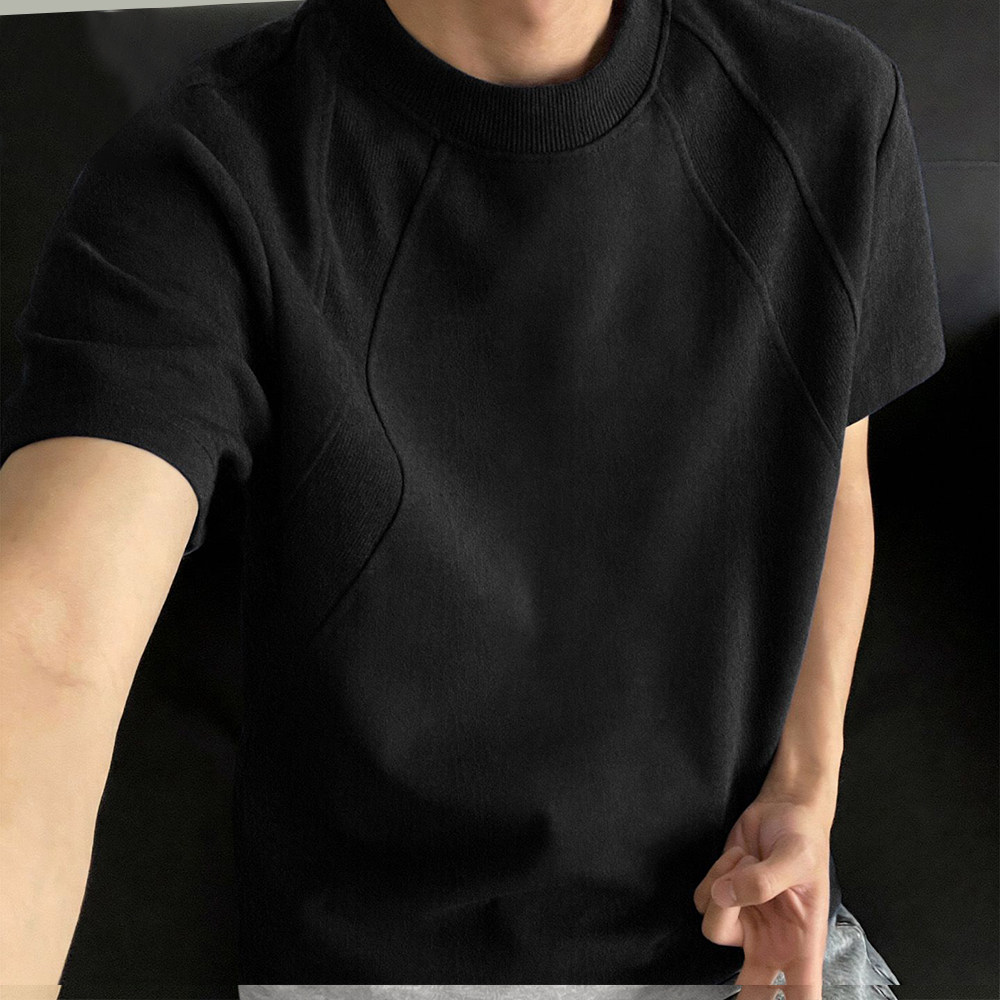 美式拼接休闲夏季衣服男短袖T恤上衣立体正肩t恤版型boxy宽松半袖