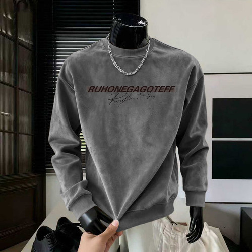 【新品】秋冬季麂皮绒长袖T恤秋冬季男女舒适长袖T恤休闲百搭卫衣