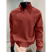 半拉链假两件运动长袖 T恤男2025春秋季 新款 美式 痞帅高级感打底衫