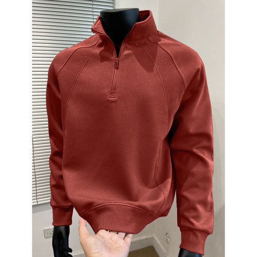 美式半拉链假两件运动长袖T恤男2025春秋季新款痞帅高级感打底衫