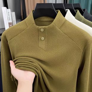 新款 立领卫衣潮流休闲纯色帅气德绒打底衫 时尚 长袖 男士 2025秋冬季