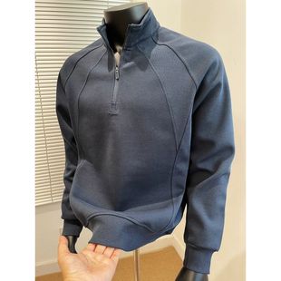 拼接落肩潮流上衣百搭休闲 2025秋冬新款 半拉链立领长袖 卫衣男款