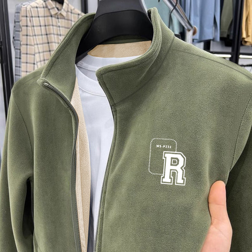 外套男秋冬款2024拉链上衣双面奥粒绒夹克衫加厚保暖外搭立领卫衣