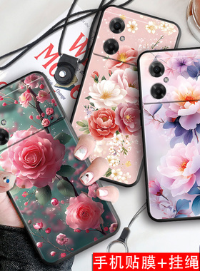 luckrider适用于红米Note11r手机壳minote11R挂绳nate11r软胶22095ra98c花卉redmi nt11R防摔note11r女神2209